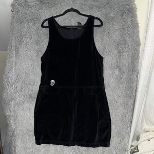Vintage‎ Warner Bros Studio Store Black Velvet Pockets Skull Brooch Dress L
